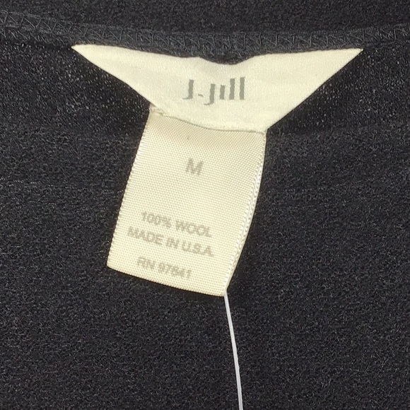 J. Jill Black Wool Knit Long Bell Sleeve A-Line Knee Length - Picture 2 of 11